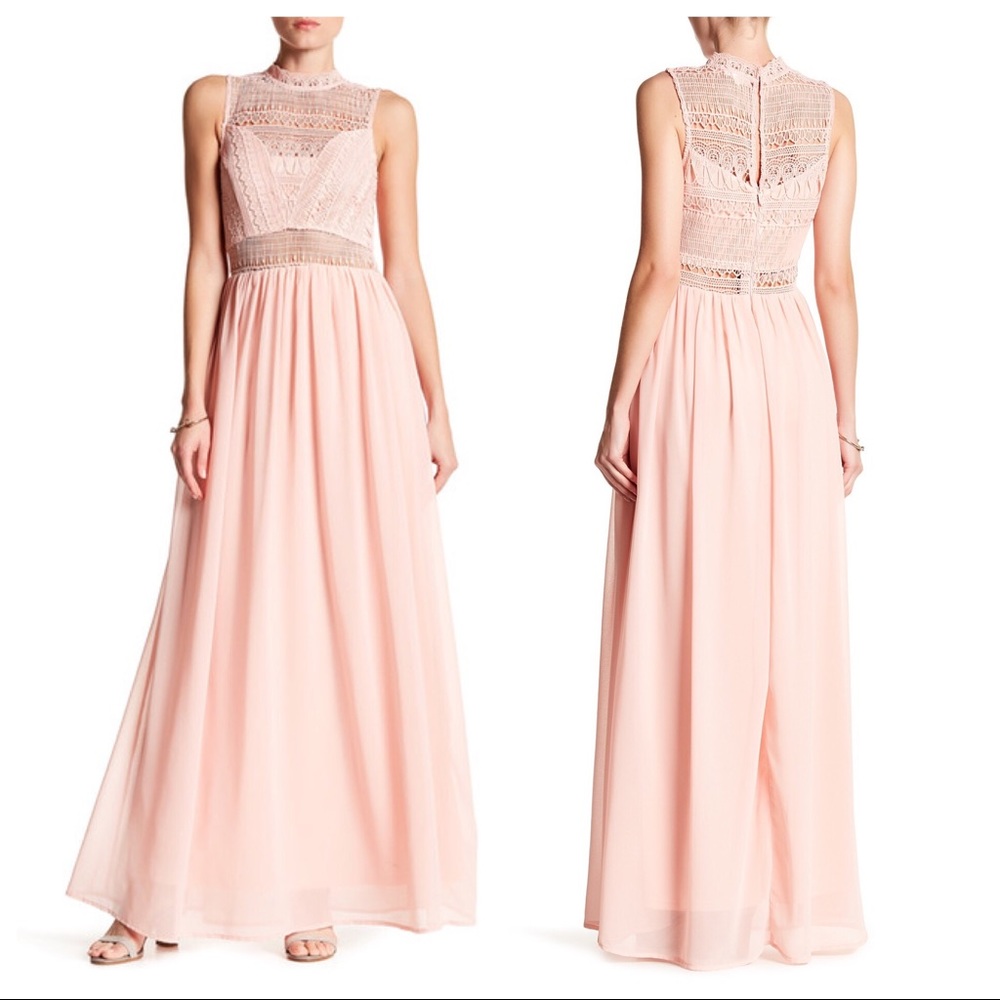 Soieblu Crochet Bodice Maxi Dress Gown Bridesmaid